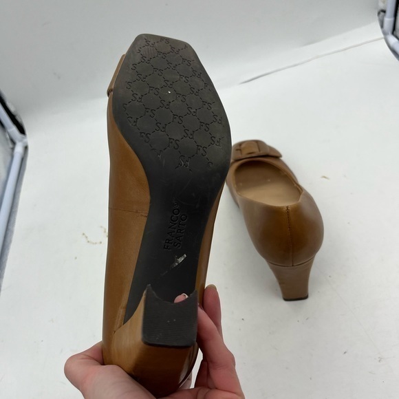 Franco Sarto Women’s Ticket Brown Genuine Leather Buckle Front Closed Toe Heels - Picture 7 of 12